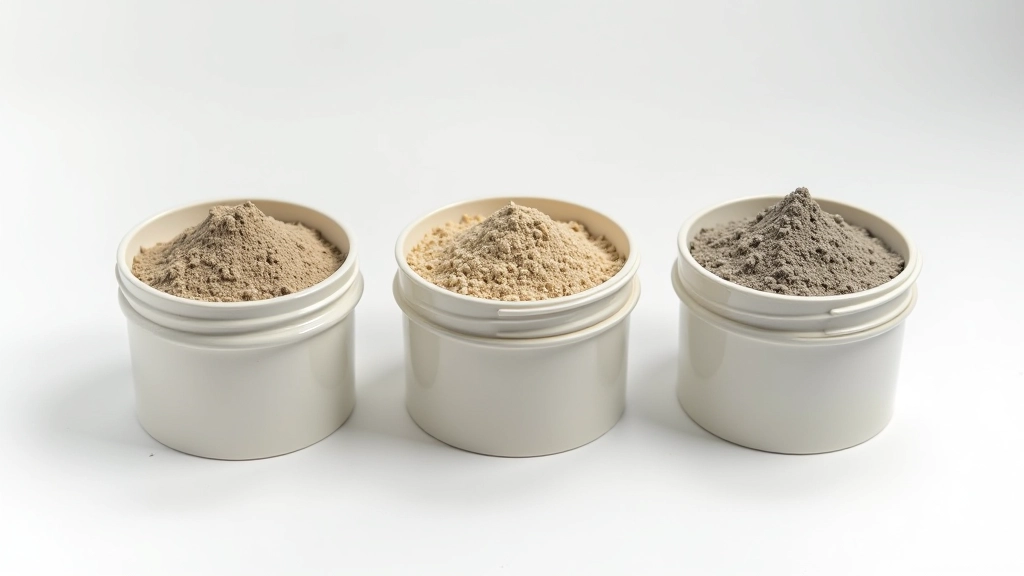 Three different grout samples displayed side by side showing texture and color differences between polymer-modified, epoxy, and standard cement grout